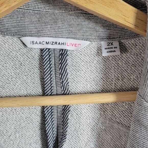 Isaac Mizrahi Live! French Terry Knit Blazer Gray 2X Jacket Pockets 2-Buttons - Picture 7 of 8